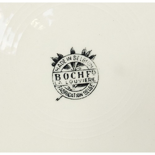 360 - Six Boch plates depicting Napoleon on horseback with riders during battle scenes, the largest 24cm i... 