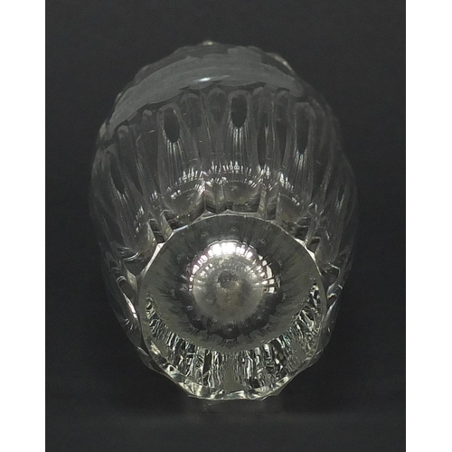 436 - Czechoslovakian cut glass vase etched with the town of Krivoklat, 22cm high