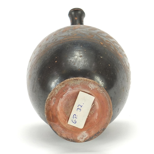 148 - South Italian pottery black ware oinochoe jug, 16cm high