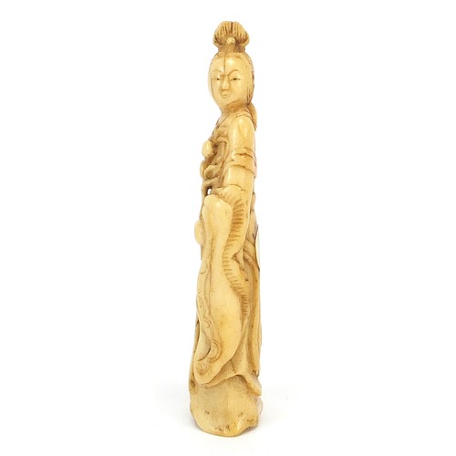 38 - Chinese ivory carving of a female holding a sprig, 7cm high