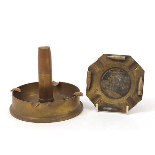 2461 - Trench art comprising a combination ashtray lighter and ashtray with a view of Meningate Memorial, t... 