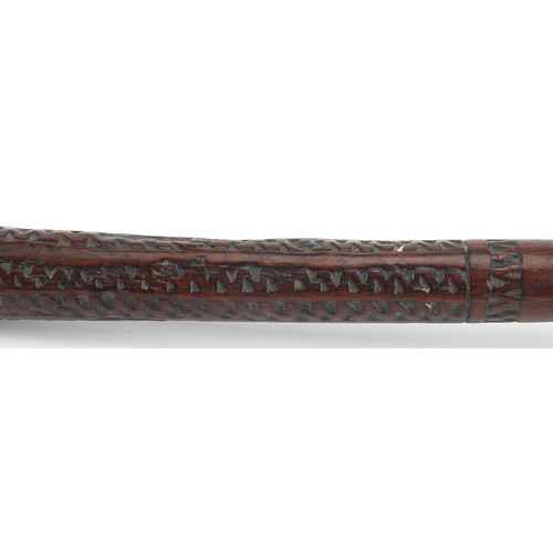 181 - Tribal interest Fijian Iula Tavatava throwing club with carved grip, 38.5cm in length