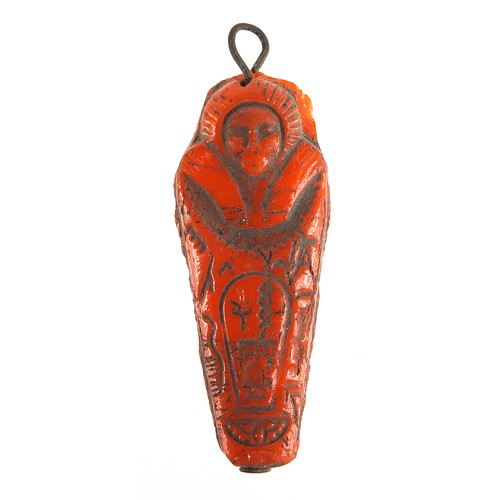 164 - Egyptian ushabti pendant decorated with hieroglyphics, 3.5cm high