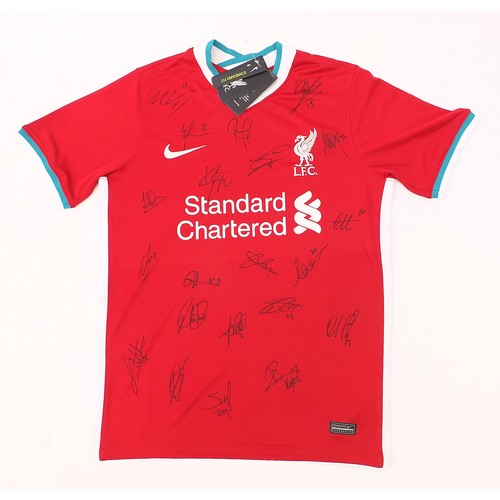 2485 - Liverpool Football Club football shirt with ink signatures including Jurgen Klopp, Mohammed Salah an... 