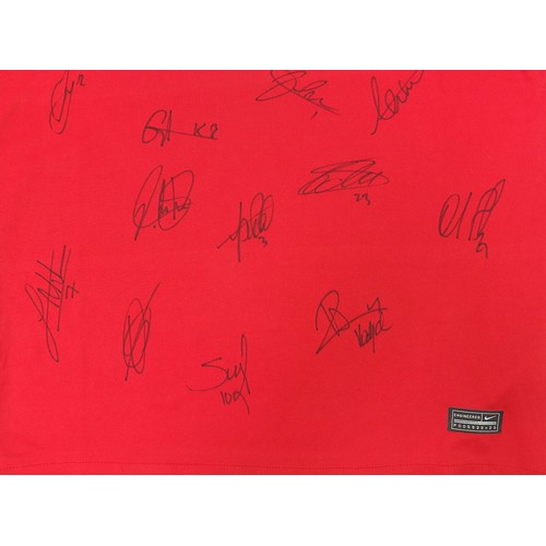 2485 - Liverpool Football Club football shirt with ink signatures including Jurgen Klopp, Mohammed Salah an... 