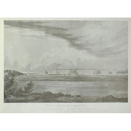 702 - Royal Military College, 19th century print, applied plaque to the mount, mounted, framed and glazed,... 