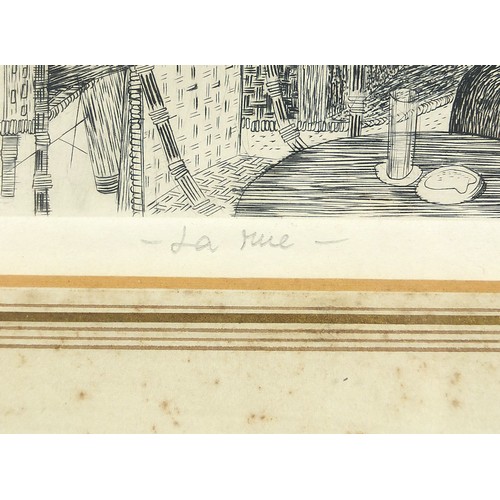 681 - La Rue, French pencil signed print, limited edition 5/50, mounted, framed and glazed, 28cm x 23cm ex... 