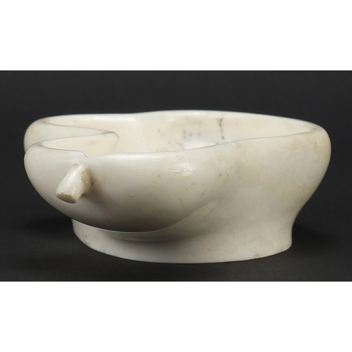 39 - Chinese carved ivory brush washer in the form of a gourd, 15cm in length