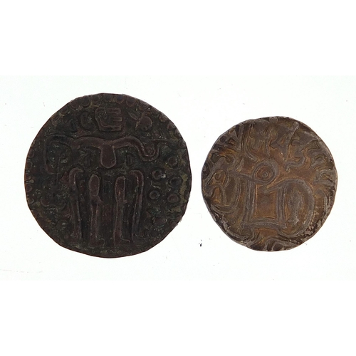 2511 - Two Persian silver coins, 7.6g, the largest 20mm in diameter