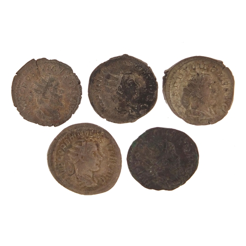 2516 - Five Roman silver and bronze coins including Gordian III, Philip I, Volusianus and Herennius Etruscu... 