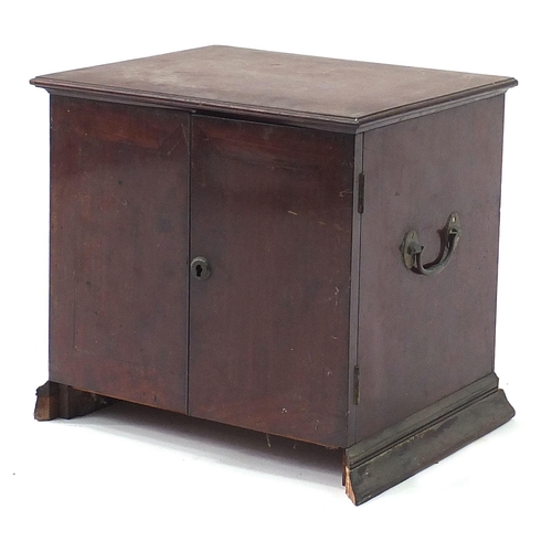 2522A - Victorian mahogany coin collectors cabinet with a selection of coins to include a 1935 silver rockin... 