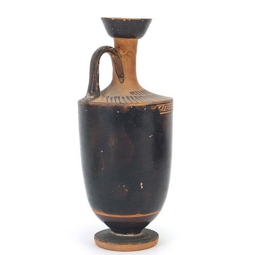 135 - **WITHDRAWN**Attic pottery lekythos hand painted with a figure, 16cm high