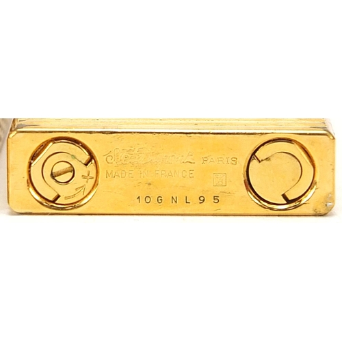 106 - Two boxed Dunhill and Dupont gold plated lighters, the largest 6.5cm in length