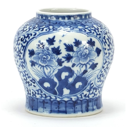 23 - Chinese blue and white porcelain vase hand painted with flowers, six figure character marks to the b... 