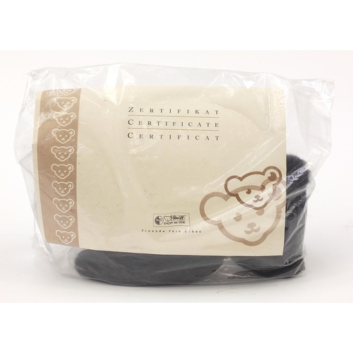 367A - Black Steiff teddy bear titled Alpaca Ant sealed in bag with certificate of authenticity, 26cm high