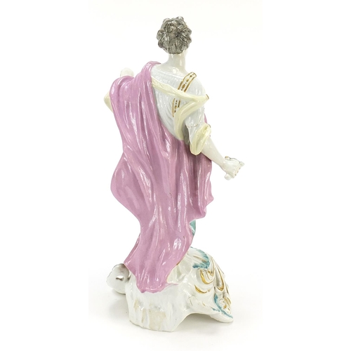 75 - 18th century Derby porcelain figure of justice, 32cm high