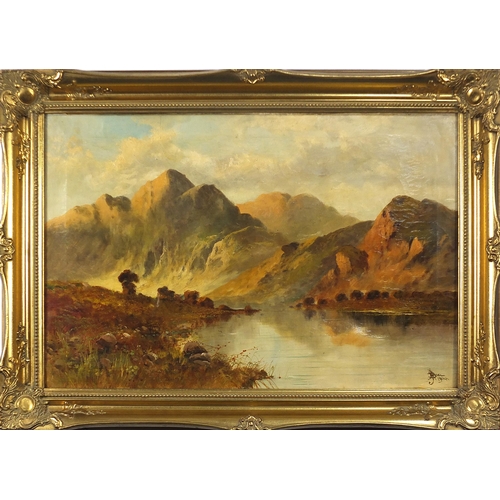 115 - J A Boel 1904 - Highland loch scene, early 20th century Scottish oil on canvas, mounted and framed, ... 