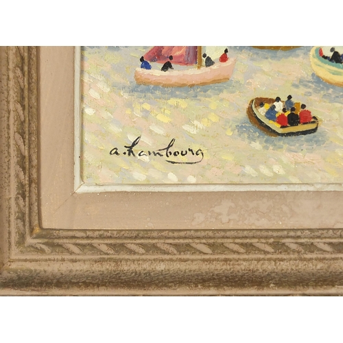 262A - ** WITHDRAWN ** After Andre Hambourg - The Regatta, French school oil on canvas, mounted and framed,... 