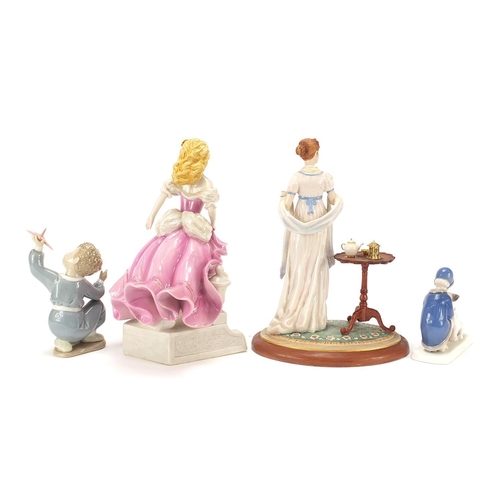 436 - Collectable porcelain to include a Nao boy and Franklin Mint, the largest 26cm high