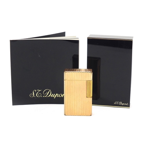 107 - Dupont gold plated cigarette lighter with box and certificate,