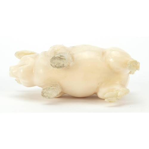 98 - Carved ivory pin cushion in the form of a pig, 6.5cm in length