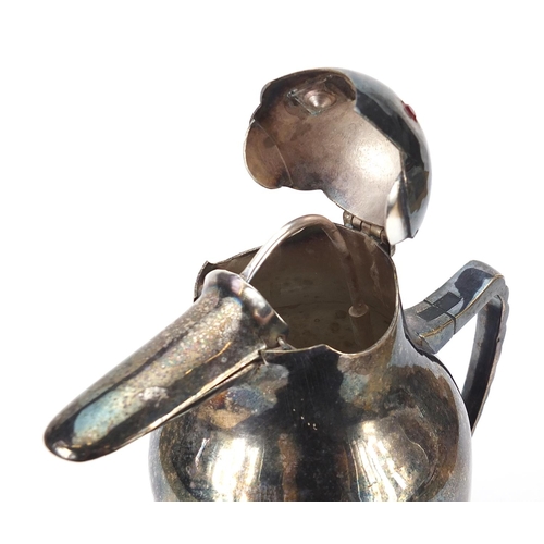 207 - Art Deco design silver plated cocktail pourer in the form of a penguin, 21cm high