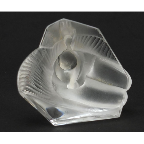 329 - Lalique frosted glass paperweight of a nude mermaid, etched Lalique France, 9.5cm high