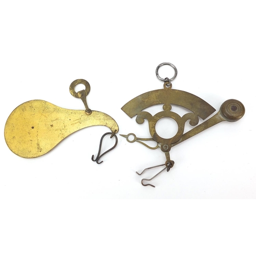 100 - Two brass postage scales including a gilt Hall's patent example