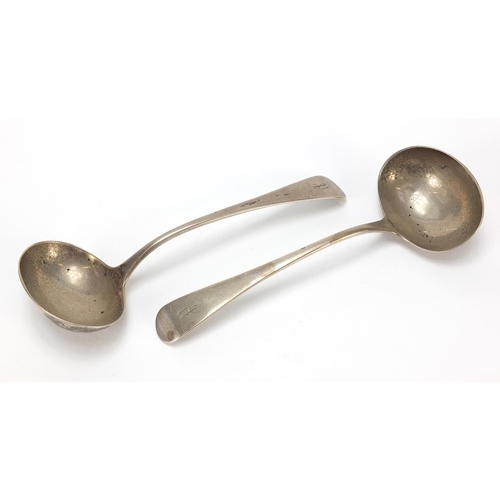 2190 - Richard Crossley, pair of George III silver ladles, London 1800, 16.5cm in length, 95.6g