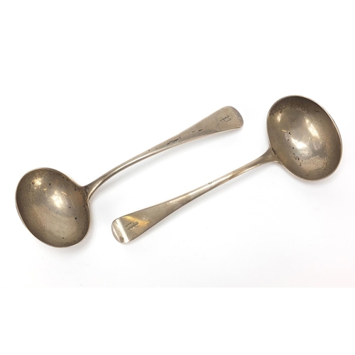 2190 - Richard Crossley, pair of George III silver ladles, London 1800, 16.5cm in length, 95.6g