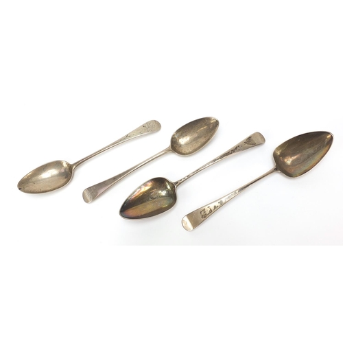 2200 - Two pairs of Georgian silver tablespoons including a pair by Richard Crossley, various London dates,... 