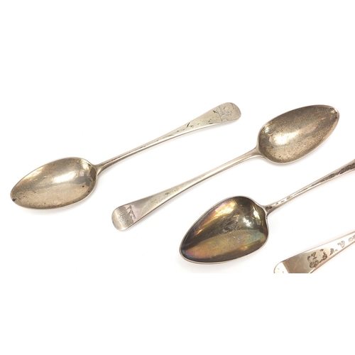 2200 - Two pairs of Georgian silver tablespoons including a pair by Richard Crossley, various London dates,... 