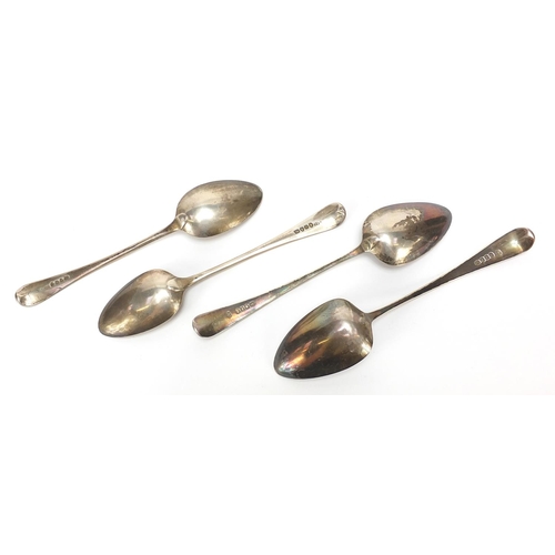 2200 - Two pairs of Georgian silver tablespoons including a pair by Richard Crossley, various London dates,... 