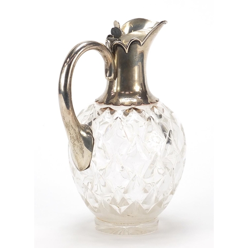 2192 - John Grinsell & Sons, Edwardian silver mounted cut glass claret jug, London 1903, 21cm high