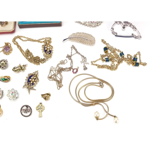 1363 - Vintage and later costume jewellery including some silver, D'Orlan enamel brooch, pair of marcasite ... 
