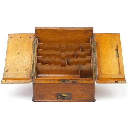 343 - Antique oak desk top stationary cabinet, 33cm H x 30cm W x 20cm D