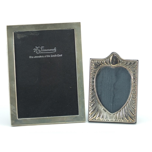 2217 - Two rectangular silver easel photo frames including one with embossed decoration, London 1998 and 20... 