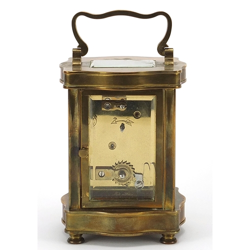 92 - L'Epee, French brass cased serpentine carriage clock, 11.5cm high