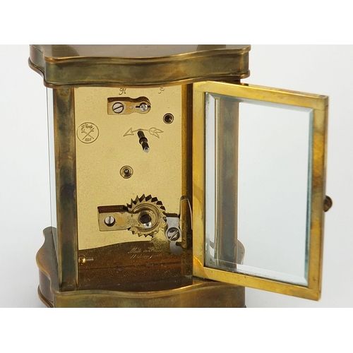 92 - L'Epee, French brass cased serpentine carriage clock, 11.5cm high