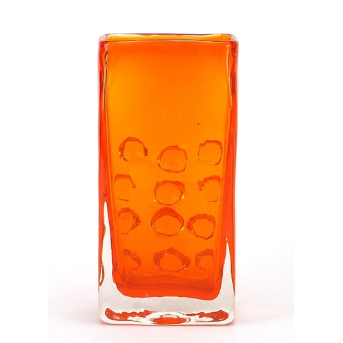 266 - Geoffrey Baxter for Whitefriars, mobile phone glass vase in tangerine, 16.5cm high