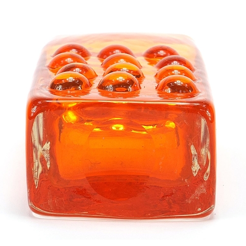 266 - Geoffrey Baxter for Whitefriars, mobile phone glass vase in tangerine, 16.5cm high