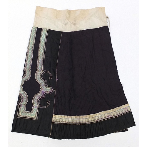 315 - Chinese silk embroidered skirt with floral motifs, 98cm high