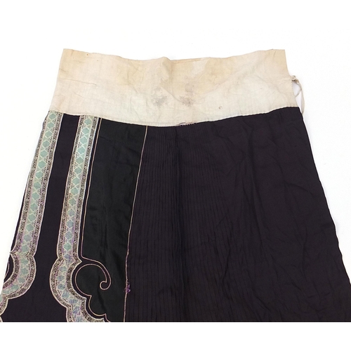 315 - Chinese silk embroidered skirt with floral motifs, 98cm high