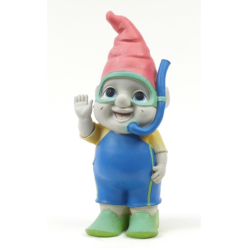 1583 - Garden diving gnome ornament with snorkel and goggles, 61cm high