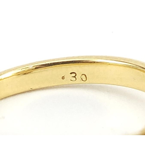 1620 - 18ct gold diamond solitaire ring, the diamond approximately 4.8mm in diameter, marked .30 to the ban... 