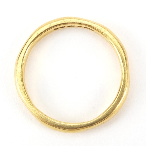 1643 - 22ct gold wedding band, size I, 3.0g