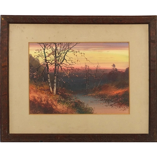 261 - Reginald Daniel Sherrin - Autumn landscape with silver birches, 20th century signed watercolour, mou... 