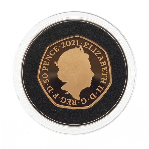 2235 - Elizabeth II 2021 gold proof fifty pence commemorating the 50th Anniversary of Decimal Day with box ... 