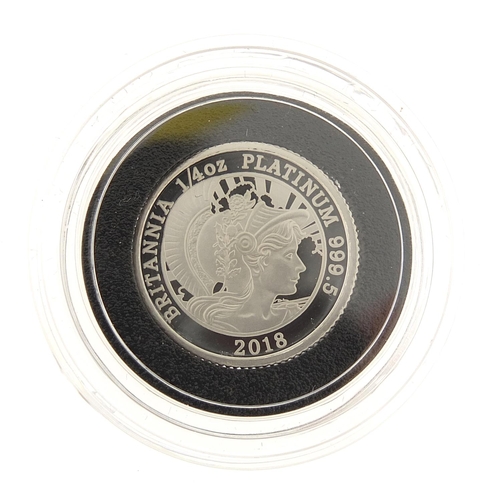 2237 - Elizabeth II 2018 Britannia quarter ounce platinum proof coin with box and certificate numbered 40
