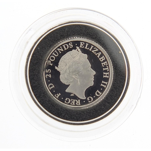 2237 - Elizabeth II 2018 Britannia quarter ounce platinum proof coin with box and certificate numbered 40